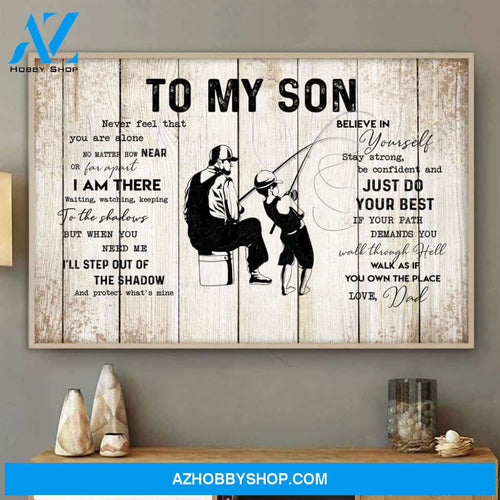 To My Son From Dad Fishing Lover Canvas And Poster, Wall Decor Visual Art Gift Father's Day