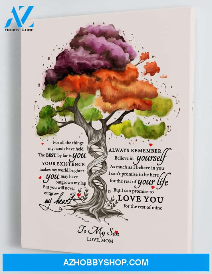 To My Son - From Mom - Colorful DNA Tree Framed Canvas Gift MS009
