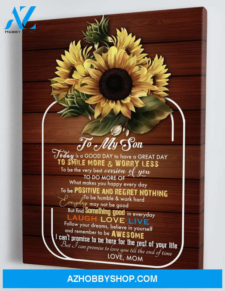 Top #88 To My Son From Mom Sunflower Canvas Wall Art, Wall Decor Visual Art Unique Gifts