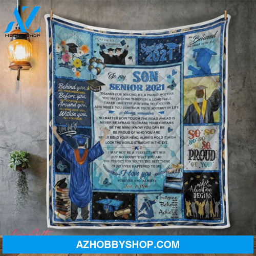 To My Son, Happy Graduation, I Am So Proud Of You Fleece Blanket And Sherpa Fleece Blanket , Home Decor Bedding Couch Sofa Soft and Comfy Cozy