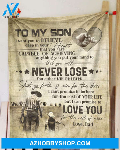 To My Son I Can Promise To Love You Fleece Blanket - Quilt Blanket, Love From Dad