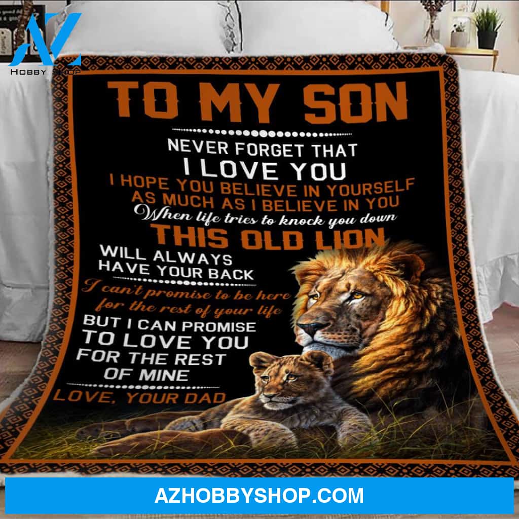 To My Son Letter From Dad Blanket, Cozy Son Birthday Gift Blankets, Gifts For Son, Son Christmas Gift, Letter Dad Lion Blanket