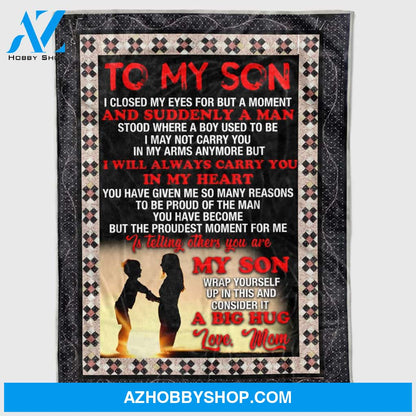 Personalized to My Son Message Fleece Blanket for Son from Mom & Dad I Closed My Eyes Great Customized Blanket for Birthday Christmas Thanksgiving Graduation Wedding Anniversary