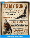 To My Son - Never Forget That I Love You Eagle Mom To Son Fleece Blanket Gift For Son From Mom Birthday Gift Home Decor Bedding Couch Sofa Soft And Comfy Cozy