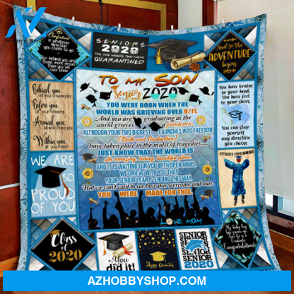To My Son Senior 2020 Mom Quilt Blanket - FitWearPro