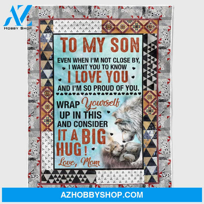 Personalized To My Son Wolf Fleece Blanket For Son From Mom & Dad Even When I'M Not Close By Great Customized Blanket For Birthday Christmas Thanksgiving Graduation Wedding Anniversary