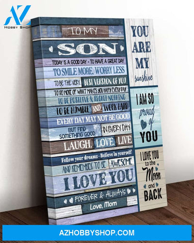 To My Son, You Are My Sunshine Canvas Wall Art, Wall Art Prints Gifts For Son From Mom