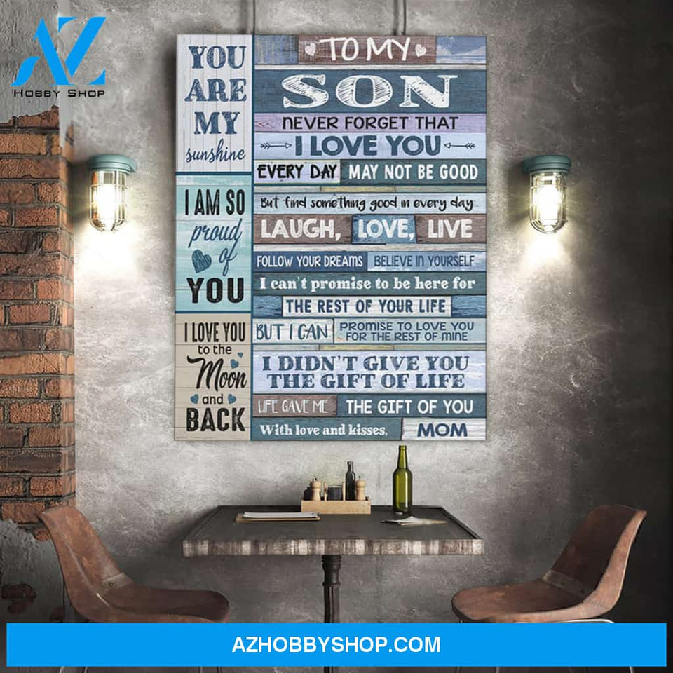 To My Son You Are My Sunshine Canvas Gift For Son Gift From Mom