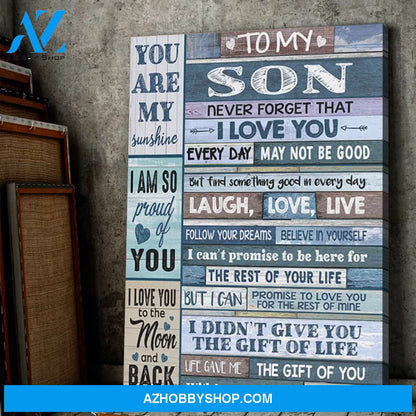 To My Son You Are My Sunshine Canvas Wall Art Gift For Son Gift From Mom