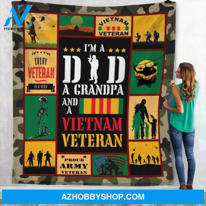 To My Veteran Dad Fleece Blanket Proud Army Veteran Great Customized Gift For Birthday Christmas Thanksgiving Father's Day
