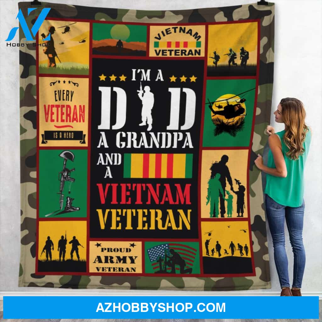To My Veteran Dad Fleece Blanket Proud Army Veteran Great Customized Gift For Birthday Christmas Thanksgiving Father's Day