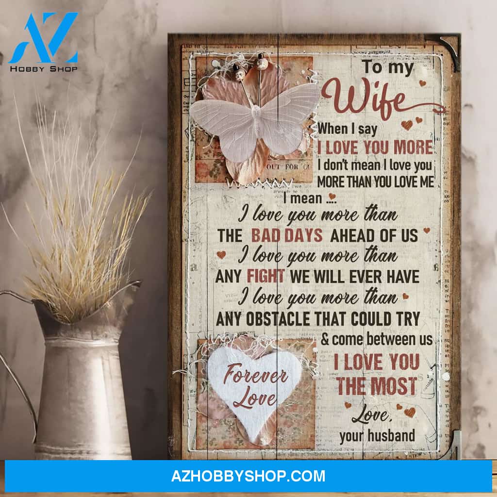 To my wife - Butterfly - I love you the most - Couple Portrait Canvas Prints, Wall Art