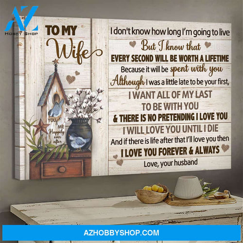To my wife - Cotton flower with bird house - I love you forever and always - Couple Landscape Canvas Prints, Wall Art