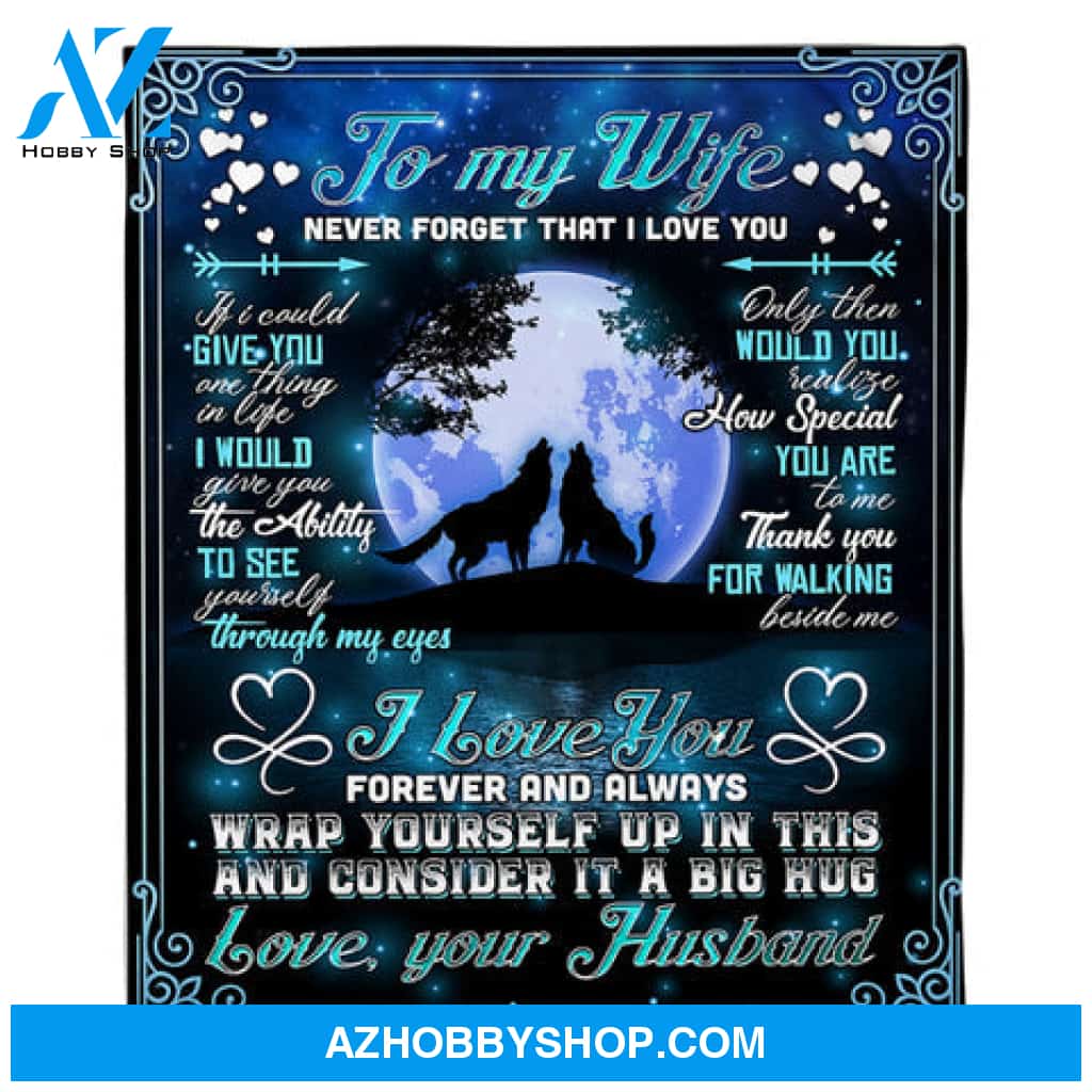To My Wife How Special You Are Wolf Moon Night Fleece Blanket 