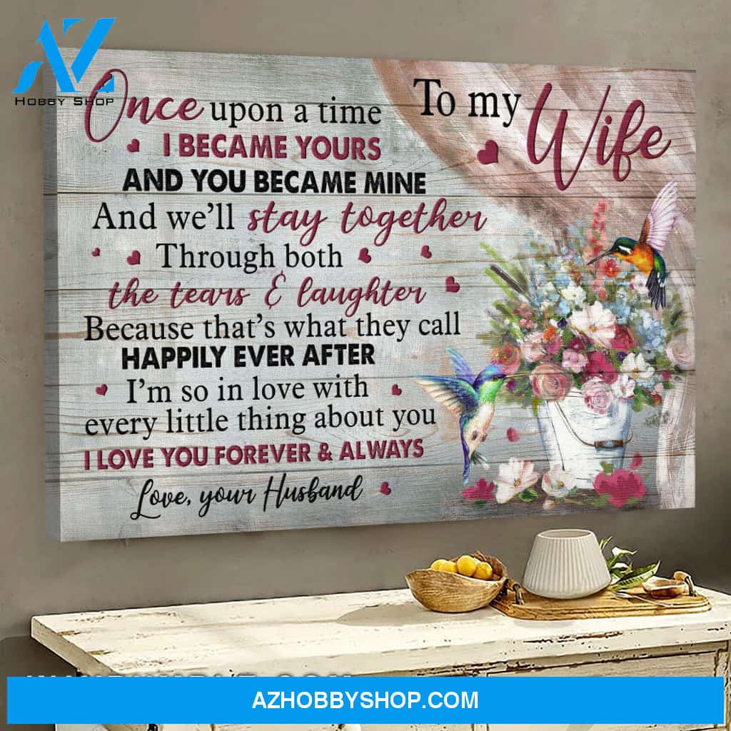 To my wife - Hummingbird and Roses - I love you forever & always - Couple Landscape Canvas Prints, Wall Art