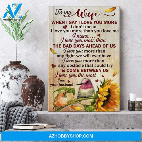 To my wife - Hummingbird couple - I love you the most - Couple Portrait Canvas Prints, Wall Art