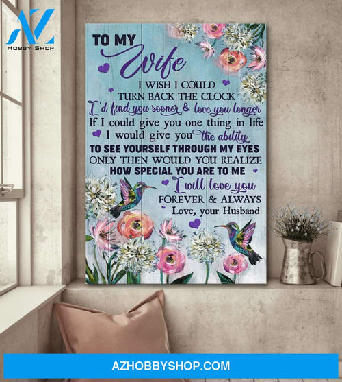 To my wife - Hummingbird with flower - I will love you forever and always - Couple Portrait Canvas Prints, Wall Art