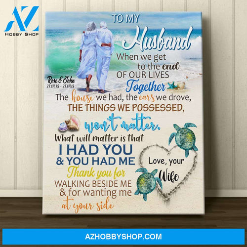 Personalized Canvas, To My Wife Husband Beach Canvas Wall Art Best Gift For Husband