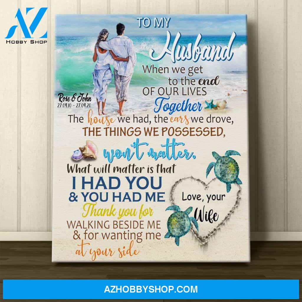 Personalized Canvas, To My Wife Husband Beach Canvas Wall Art Gift For Her From Husband
