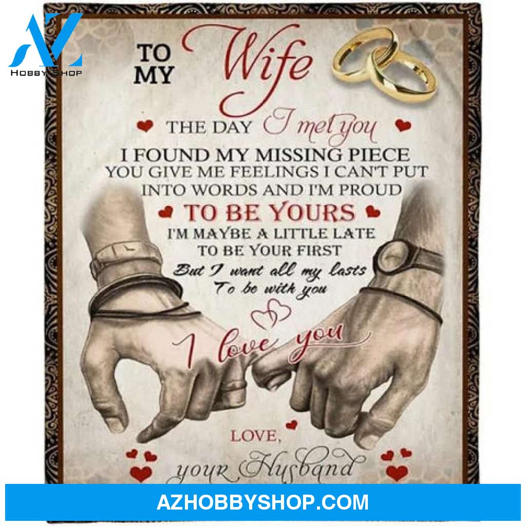 To My Wife I Love You Rings Hand In Hand Fleece Blanket Gift For Wife From Husband 