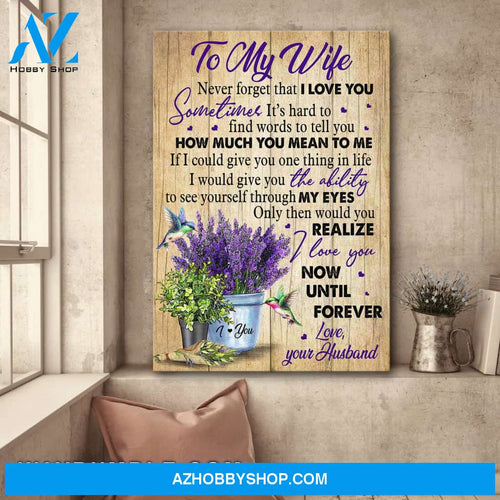 To my wife - Lavender and hummingbird - I love you now until forever - Couple Portrait Canvas Prints, Wall Art