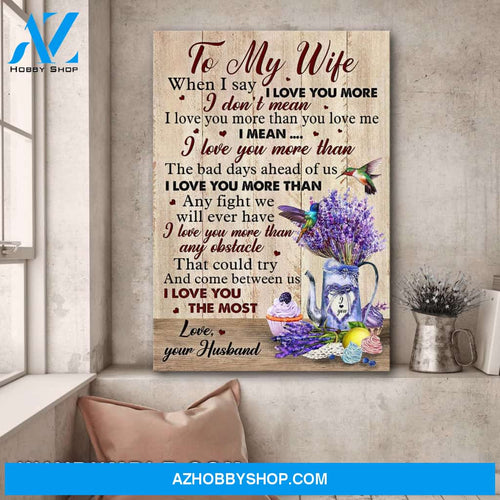 To my wife - Lavender and Hummingbird - I love you the most - Couple Portrait Canvas Prints, Wall Art