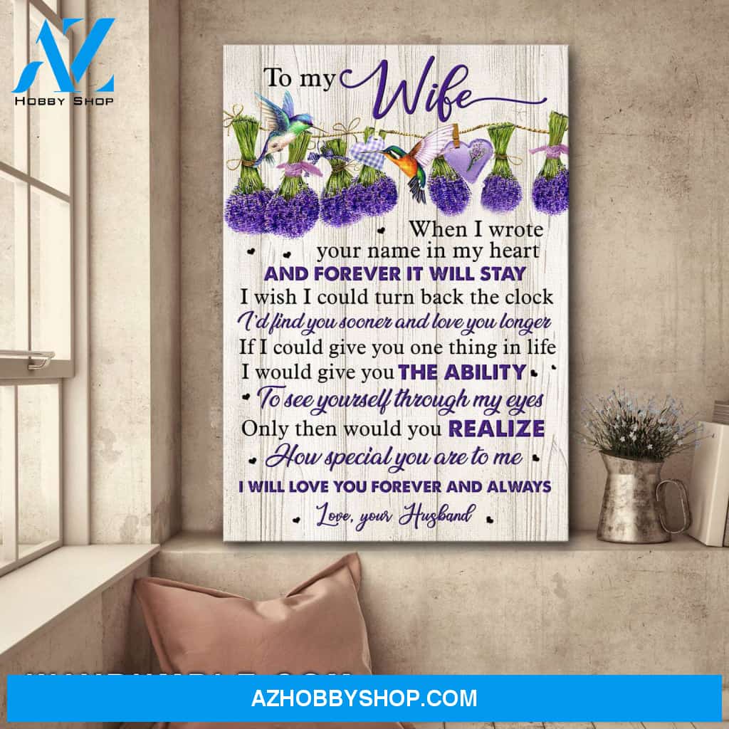 To my wife - lavender and hummingbird - I will love you forever and always - Couple Portrait Canvas Prints, Wall Art