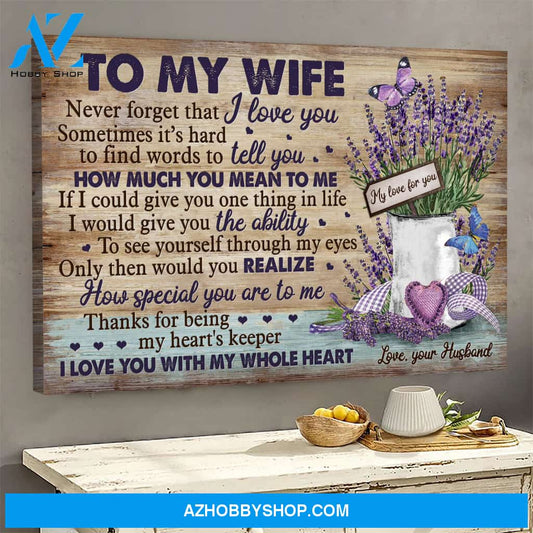 To my wife - Lavender - I love you with my whole heart - Couple Landscape Canvas Prints, Wall Art