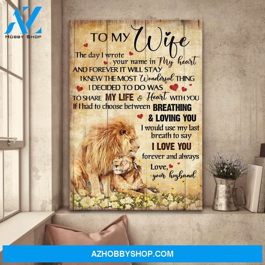 To my wife - lion couple - I love you forever and always - Couple Portrait Canvas Prints, Wall Art