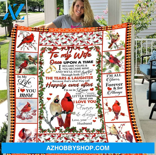 To My Wife Love From Husband Cardinal Birds, To My Wife Blanket, Gift For Wife Fleece Blanket