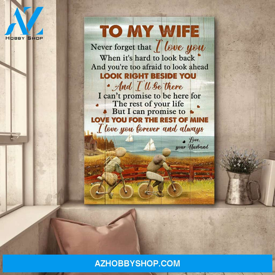 To my wife - On the bicycle - I promise to love you for the rest of my life - Couple Portrait Canvas Prints, Wall Art
