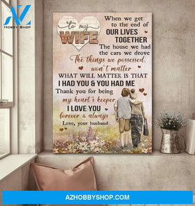 To my wife - Pebble couple - Thank you for being my heart's keeper - Couple Portrait Canvas Prints, Wall Art