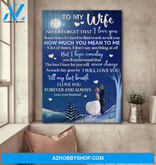 To my wife - Pebble couple under the moonlight - I love you forever and always - Couple Portrait Canvas Prints, Wall Art
