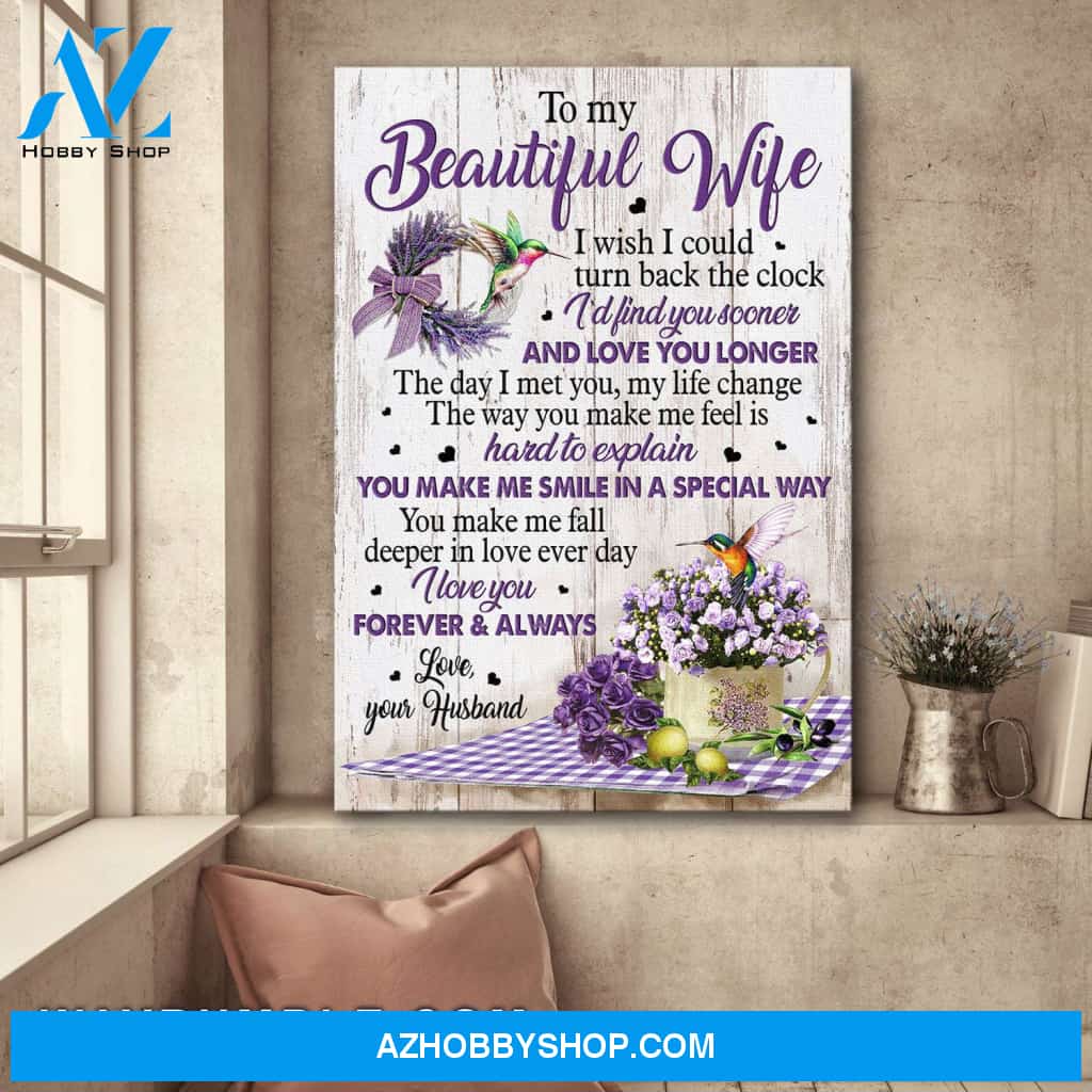 To my wife - Purple Roses and Hummingbirds - I love you forever & always - Couple Portrait Canvas Prints, Wall Art