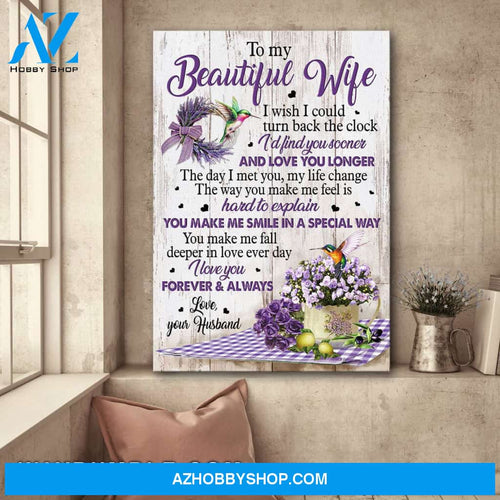 To my wife - Purple Roses and Hummingbirds - I love you forever & always - Couple Portrait Canvas Prints, Wall Art