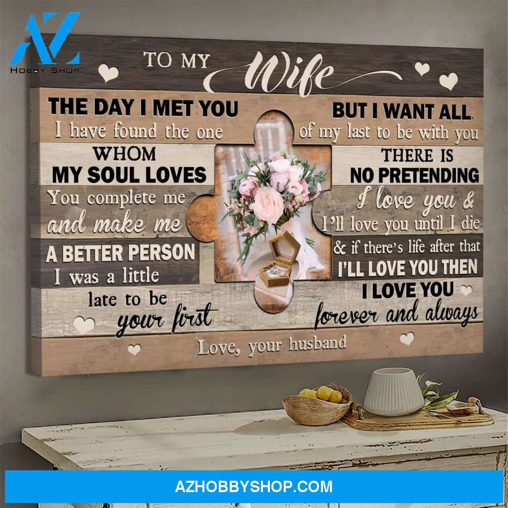To my wife - Rose vase - You complete me - Couple Landscape Canvas Prints, Wall Art