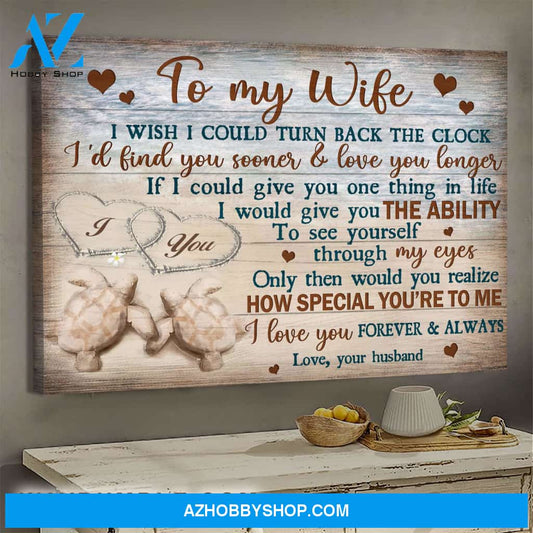 To my wife - Sand Turtle - I love you forever & always - Couple Landscape Canvas Prints, Wall Art