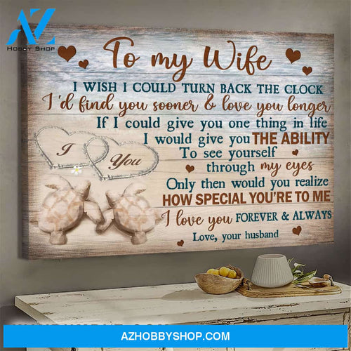 To my wife - Sand Turtle - I love you forever & always - Couple Landscape Canvas Prints, Wall Art