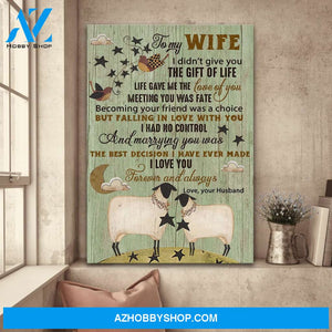 To my wife - Sheep couple - Life gave me the love of you - Couple Portrait Canvas Prints, Wall Art