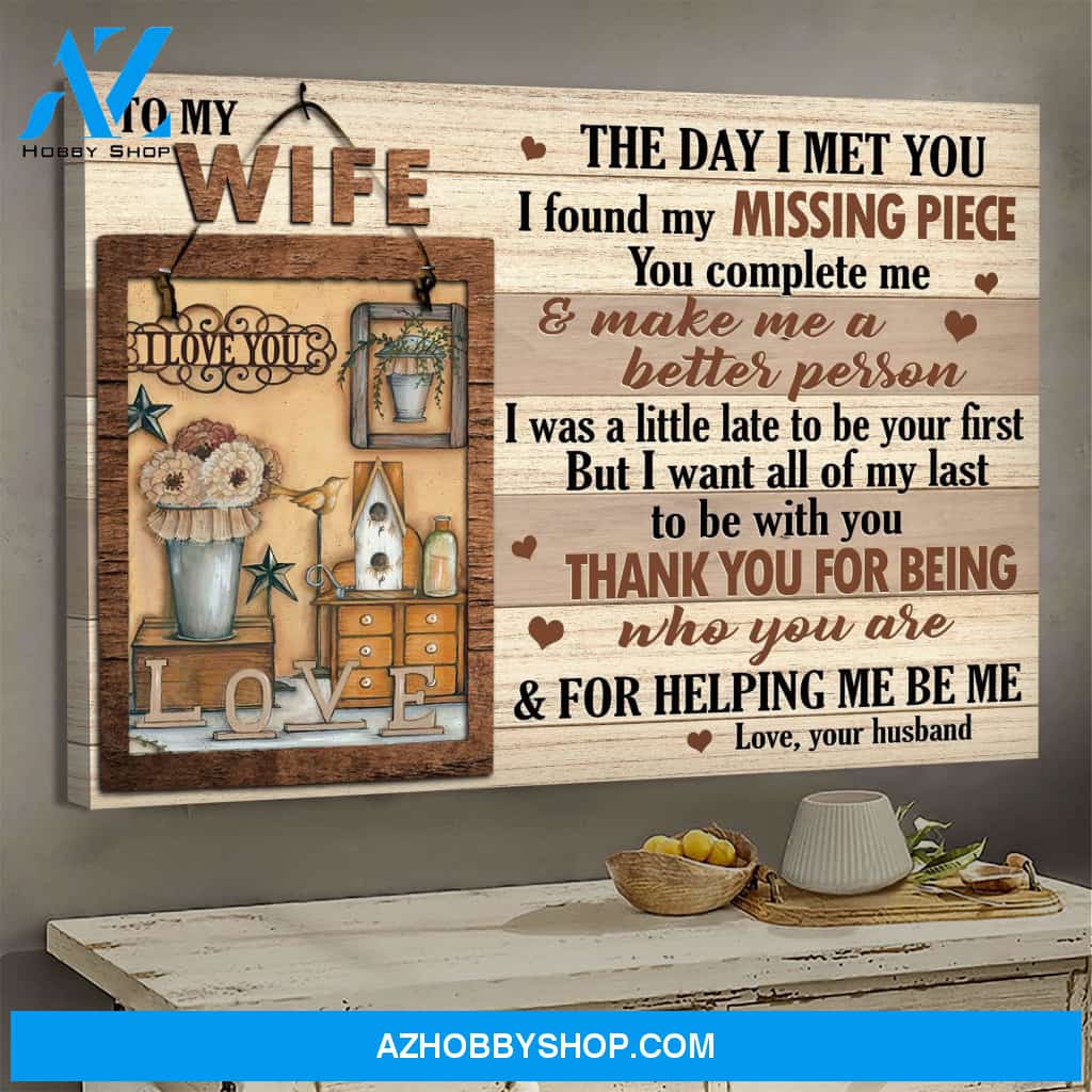 To my wife - The day I met you I found my missing piece - Couple Landscape Canvas Prints, Wall Art