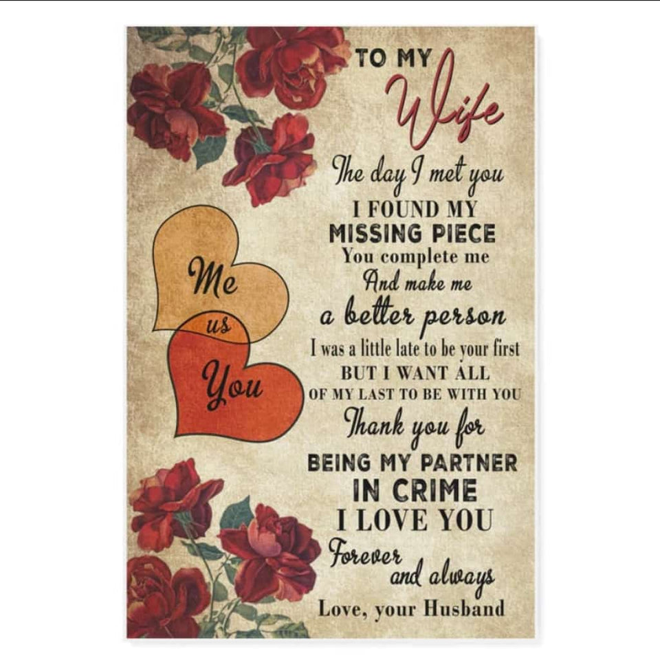 To My Wife - The Day I Met You I Found My Missing Piece - Poster/Canvas - Gift For Wife