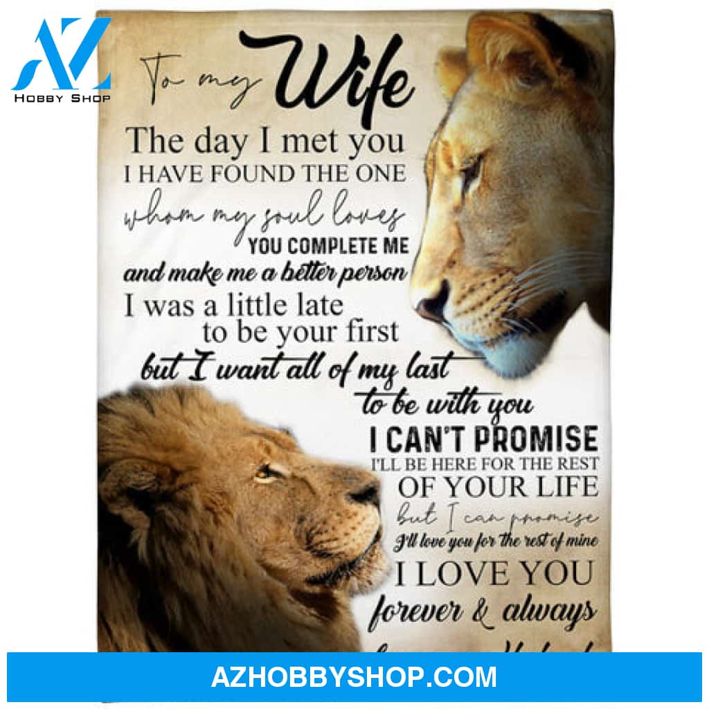 To My Wife The Day I Met You Lion Fleece Blanket 