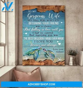 To my wife - Turtle couple - Marrying you was the best decision I've ever made - Couple Portrait Canvas Prints, Wall Art