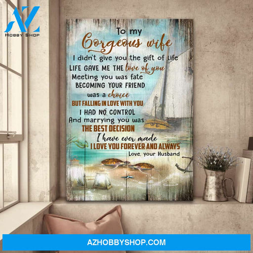 To my wife - Turtle on the beach - Marrying you was the best decision - Couple Portrait Canvas Prints, Wall Art
