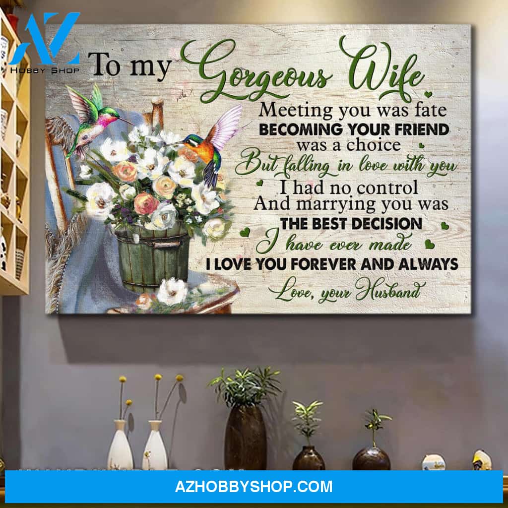 To my wife - White roses and hummingbird - Marrying you was the best decision I've ever made - Couple Landscape Canvas Prints, Wall Art