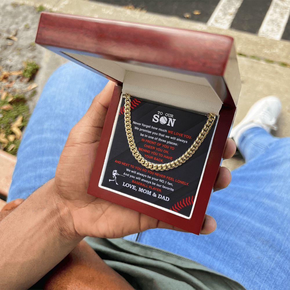 To Our Baseball Son - Cuban Link Necklace, Cuban Link Chain