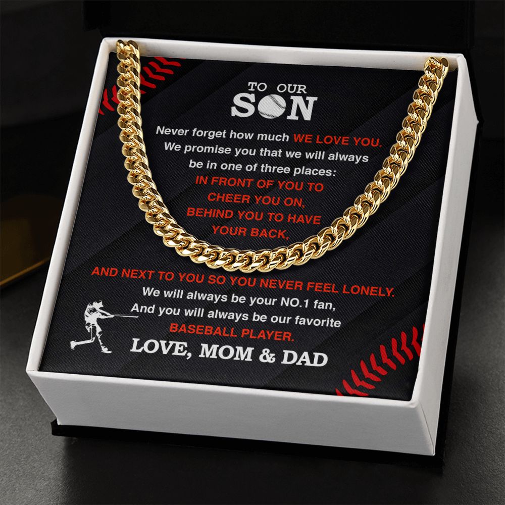 To Our Baseball Son - Cuban Link Necklace, Cuban Link Chain