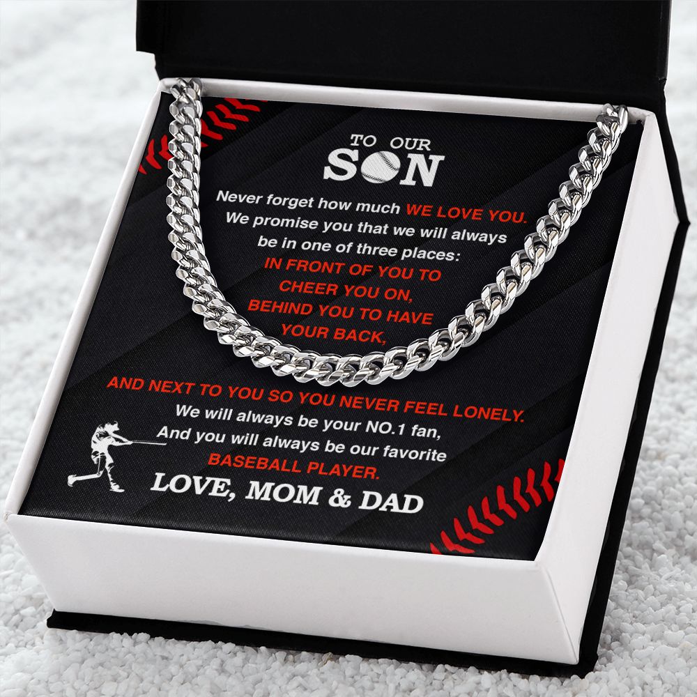 To Our Baseball Son - Cuban Link Necklace, Cuban Link Chain