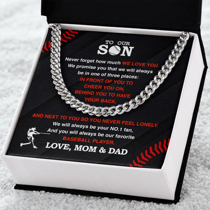 To Our Baseball Son - Cuban Link Necklace, Cuban Link Chain