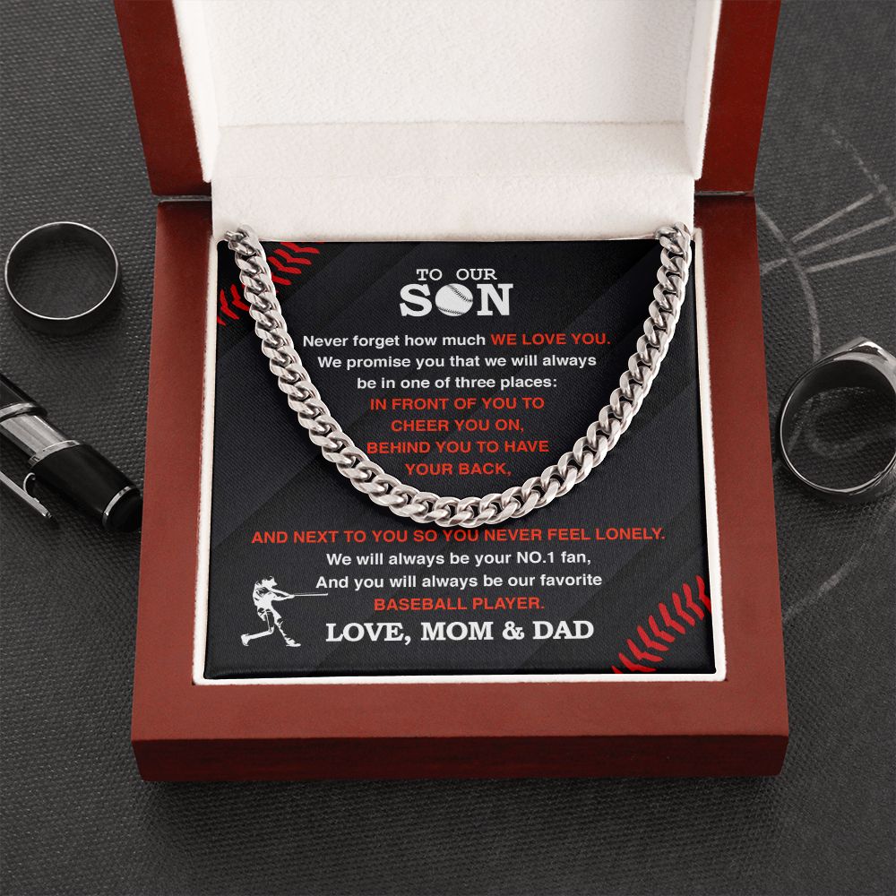 To Our Baseball Son - Cuban Link Necklace, Cuban Link Chain